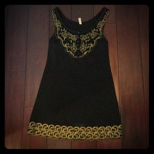 Black and gold Free People Shift Dress